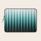 Aqua Teal Turquoise & White Abstract Soft Ombre Line Stripe Pattern on black - Aquarium SW 6767 Laptop Sleeve Gallery Image 1