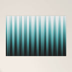 Aqua Teal Turquoise & White Abstract Soft Ombre Line Stripe Pattern on black - Aquarium SW 6767 Welcome Mat Gallery Image 1