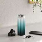 Aqua Teal Turquoise & White Abstract Soft Ombre Line Stripe Pattern on black - Aquarium SW 6767 Water Bottle Gallery Image 4