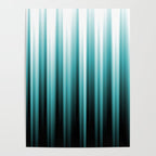 Aqua Teal Turquoise & White Abstract Soft Ombre Line Stripe Pattern on black - Aquarium SW 6767 Poster Gallery Image 4