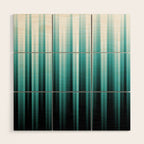 Aqua Teal Turquoise & White Abstract Soft Ombre Line Stripe Pattern on black - Aquarium SW 6767 Wood Wall Art Gallery Image 1