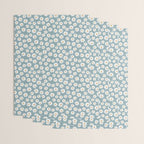 Daisies - daisy floral repeat, daisy flowers, 70s, retro, black, daisy florals dusty blue Wrapping Paper Gallery Image 3