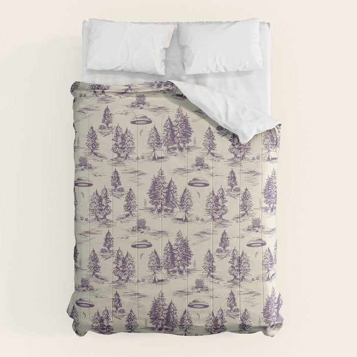 Purple Alien Abduction Toile De Jouy Pattern Comforter Gallery Image 6