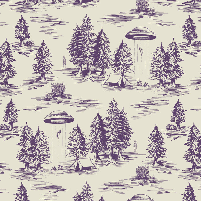 Purple Alien Abduction Toile De Jouy Pattern Coffee Mug Gallery Image 2