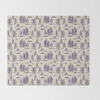 Purple Alien Abduction Toile De Jouy Pattern Throw Blanket Gallery Image 2