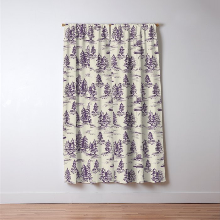 Purple Alien Abduction Toile De Jouy Pattern Window Curtain Gallery Image 3