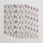 Purple Alien Abduction Toile De Jouy Pattern Wrapping Paper Gallery Image 3