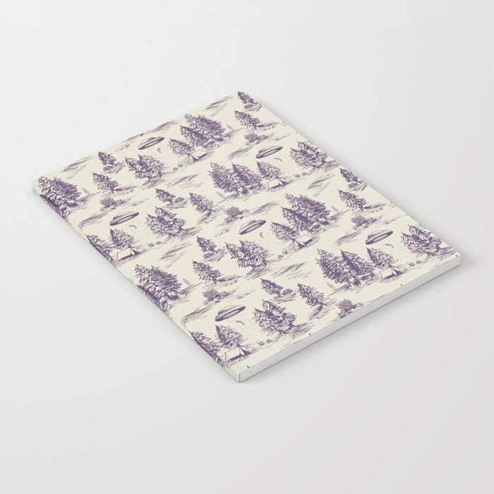 Purple Alien Abduction Toile De Jouy Pattern Notebook Gallery Image 2