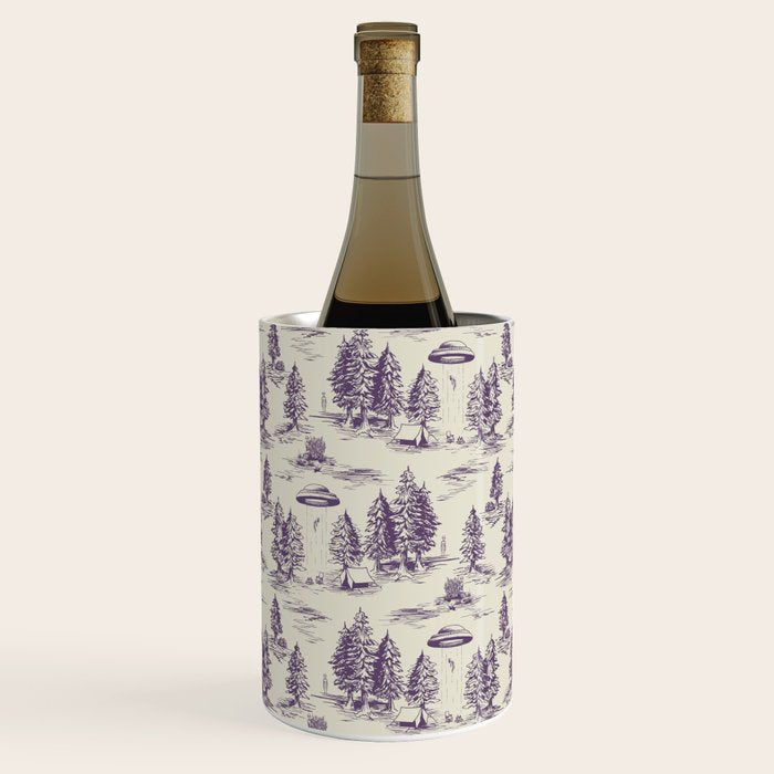Purple Alien Abduction Toile De Jouy Pattern Wine Chiller Gallery Image 1