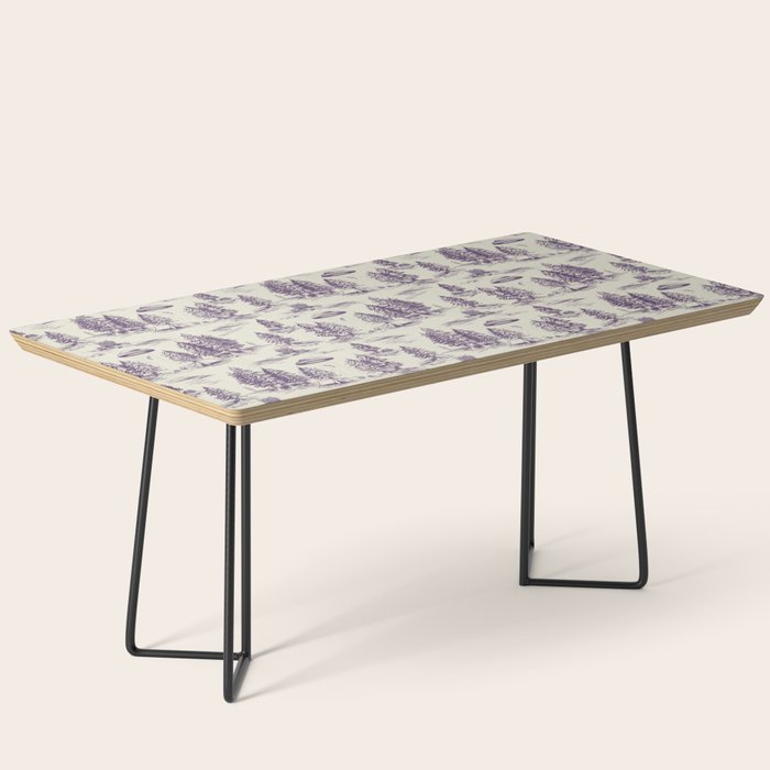 Purple Alien Abduction Toile De Jouy Pattern Coffee Table Gallery Image 1