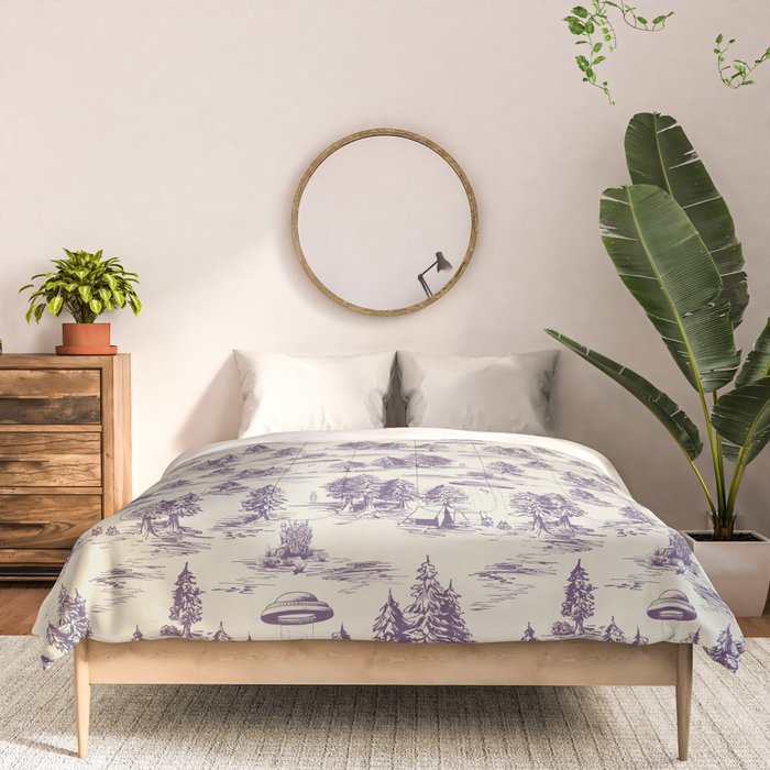 Purple Alien Abduction Toile De Jouy Pattern Comforter Gallery Image 3