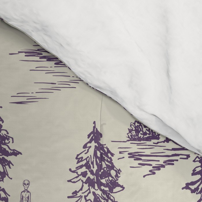 Purple Alien Abduction Toile De Jouy Pattern Comforter Gallery Image 4