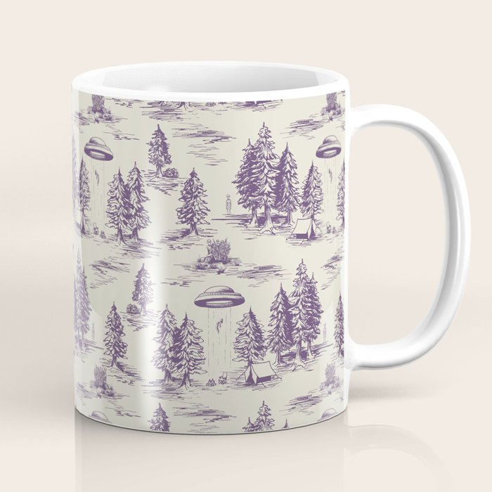 Purple Alien Abduction Toile De Jouy Pattern Coffee Mug Gallery Image 1