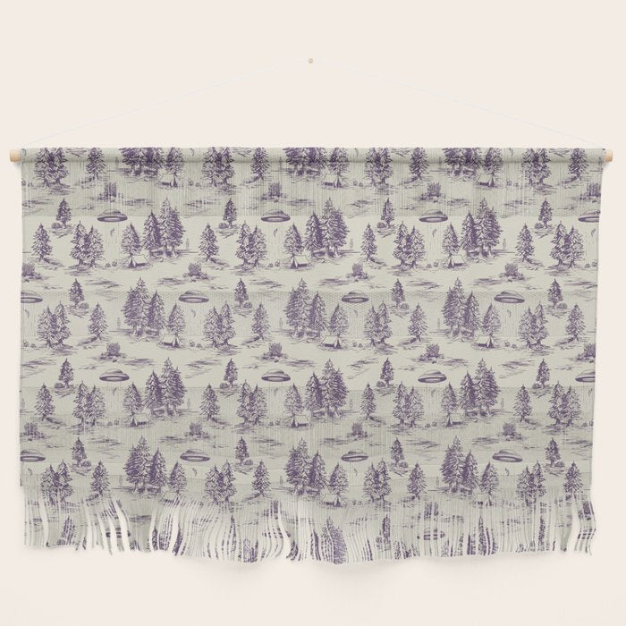 Purple Alien Abduction Toile De Jouy Pattern Wall Hanging Gallery Image 1