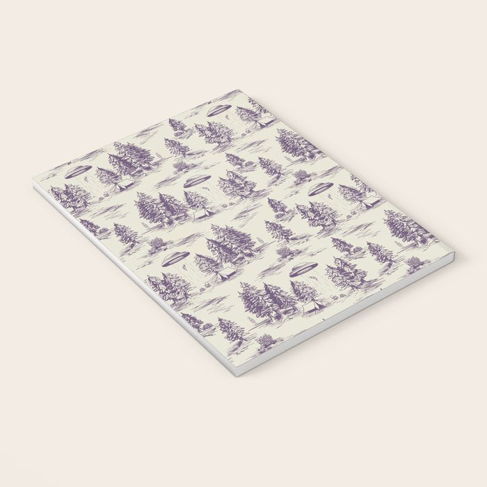 Purple Alien Abduction Toile De Jouy Pattern Notebook Gallery Image 3