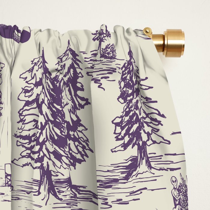 Purple Alien Abduction Toile De Jouy Pattern Window Curtain Gallery Image 2