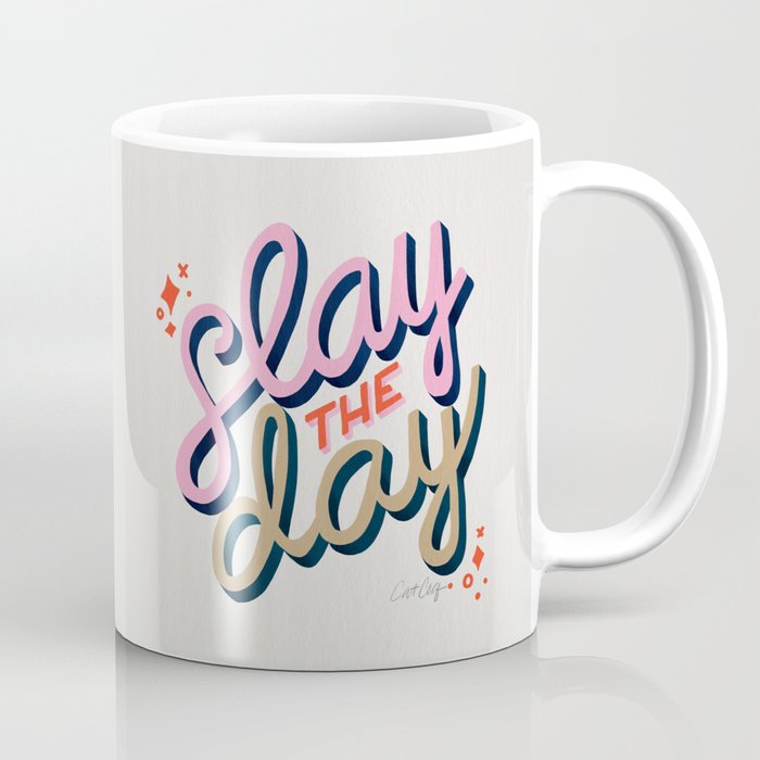 Slay the Day - Coral & Pink Coffee Mug Gallery Image 1