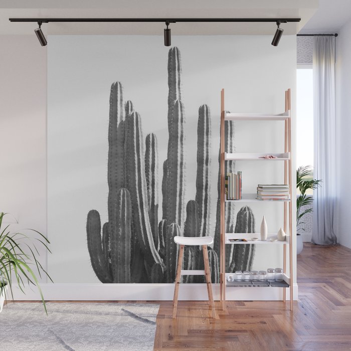 Black and White Cactus Wall Mural Gallery Image 1