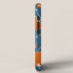 Festive Deco Flowers - Orange and Blue Floral Pattern iPhone Case Gallery Image 2