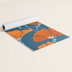 Festive Deco Flowers - Orange and Blue Floral Pattern Yoga Mat Gallery Image 2