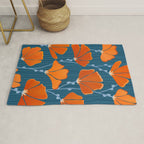 Festive Deco Flowers - Orange and Blue Floral Pattern Rug Gallery Image 1
