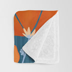 Festive Deco Flowers - Orange and Blue Floral Pattern Throw Blanket Gallery Image 3