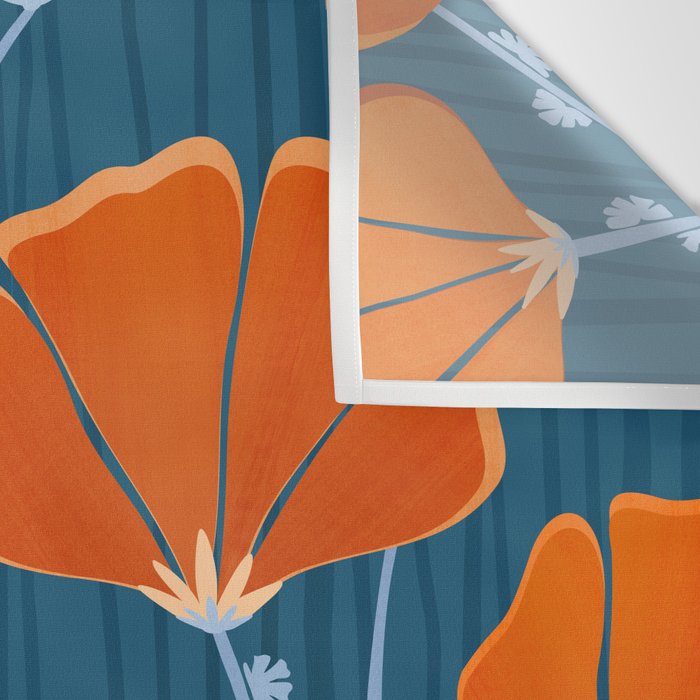 Festive Deco Flowers - Orange and Blue Floral Pattern Wall Tapestry Gallery Image 3