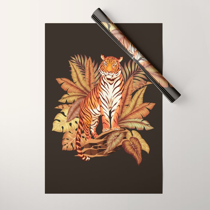 Autumn Jungle Tiger Wrapping Paper Gallery Image 1