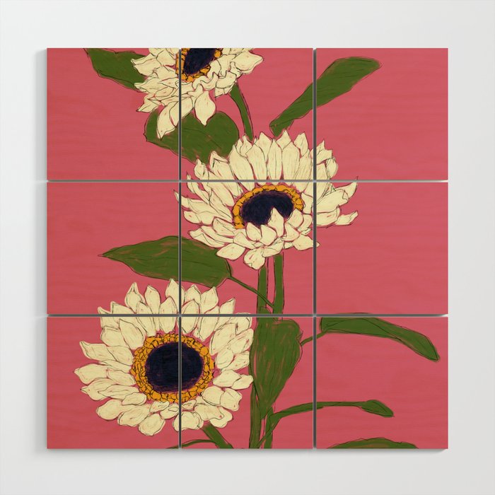 Sunflower Pink Sami Wood Wall Art Gallery Image 1