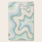 Retro Liquid Swirl Abstract Pattern Celadon Green Baby Blue Beige Cutting Board Gallery Image 1