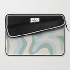 Retro Liquid Swirl Abstract Pattern Celadon Green Baby Blue Beige Laptop Sleeve Gallery Image 2