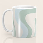 Retro Liquid Swirl Abstract Pattern Celadon Green Baby Blue Beige Coffee Mug Gallery Image 3