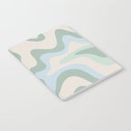 Retro Liquid Swirl Abstract Pattern Celadon Green Baby Blue Beige Notebook Gallery Image 2