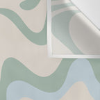 Retro Liquid Swirl Abstract Pattern Celadon Green Baby Blue Beige Wall Tapestry Gallery Image 3
