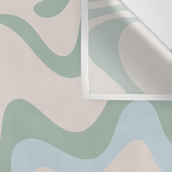 Retro Liquid Swirl Abstract Pattern Celadon Green Baby Blue Beige Wall Tapestry Gallery Image 3