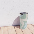 Retro Liquid Swirl Abstract Pattern Celadon Green Baby Blue Beige Travel Mug Gallery Image 4
