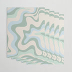 Retro Liquid Swirl Abstract Pattern Celadon Green Baby Blue Beige Wrapping Paper Gallery Image 3