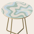 Retro Liquid Swirl Abstract Pattern Celadon Green Baby Blue Beige Side Table Gallery Image 2