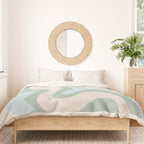 Retro Liquid Swirl Abstract Pattern Celadon Green Baby Blue Beige Duvet Cover Gallery Image 3