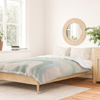 Retro Liquid Swirl Abstract Pattern Celadon Green Baby Blue Beige Duvet Cover Gallery Image 2