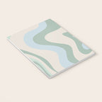 Retro Liquid Swirl Abstract Pattern Celadon Green Baby Blue Beige Notebook Gallery Image 3