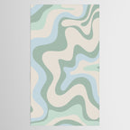 Retro Liquid Swirl Abstract Pattern Celadon Green Baby Blue Beige Tablecloth Gallery Image 2