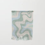 Retro Liquid Swirl Abstract Pattern Celadon Green Baby Blue Beige Wall Hanging Gallery Image 1
