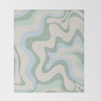 Retro Liquid Swirl Abstract Pattern Celadon Green Baby Blue Beige Throw Blanket Gallery Image 2