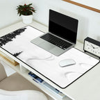 Backcountry Skier // Fresh Powder Snow Mountain Ski Landscape Black and White Photography Vibes Desk Mat Gallery Image 2