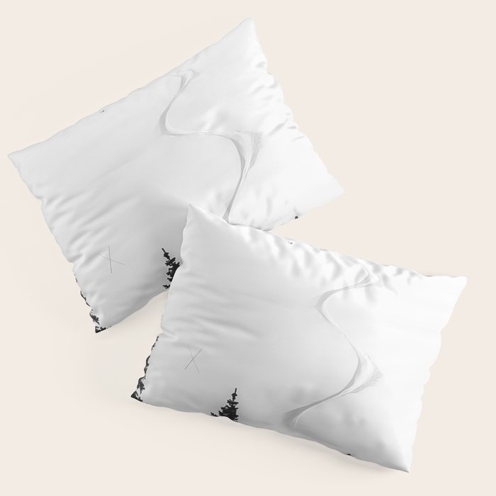 Backcountry Skier // Fresh Powder Snow Mountain Ski Landscape Black and White Photography Vibes Pillow Sham Gallery Image 1