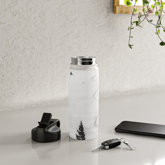 Backcountry Skier // Fresh Powder Snow Mountain Ski Landscape Black and White Photography Vibes Water Bottle Gallery Image 4