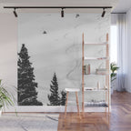 Backcountry Skier // Fresh Powder Snow Mountain Ski Landscape Black and White Photography Vibes Wall Mural Gallery Image 1