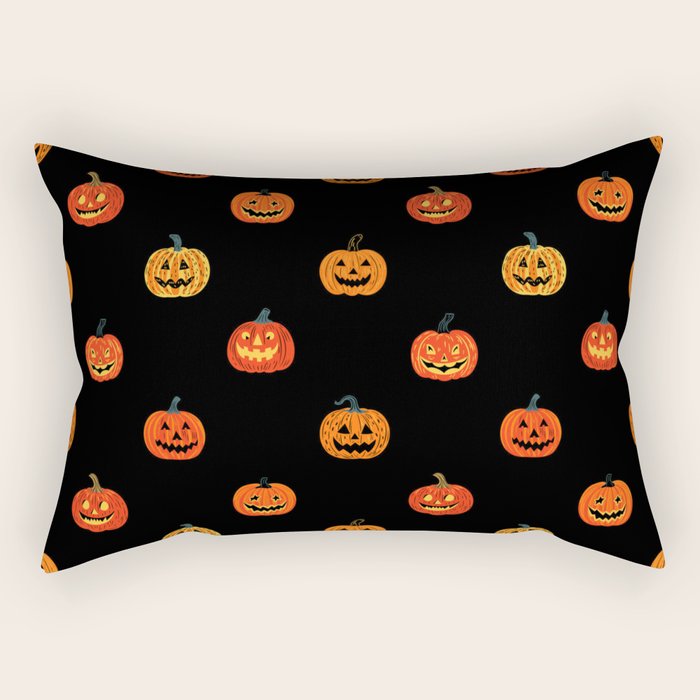 Halloween jack o lantern pumpkin art pattern Rectangular Pillow Gallery Image 1