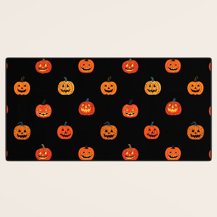 Halloween jack o lantern pumpkin art pattern Desk Mat Gallery Image 3